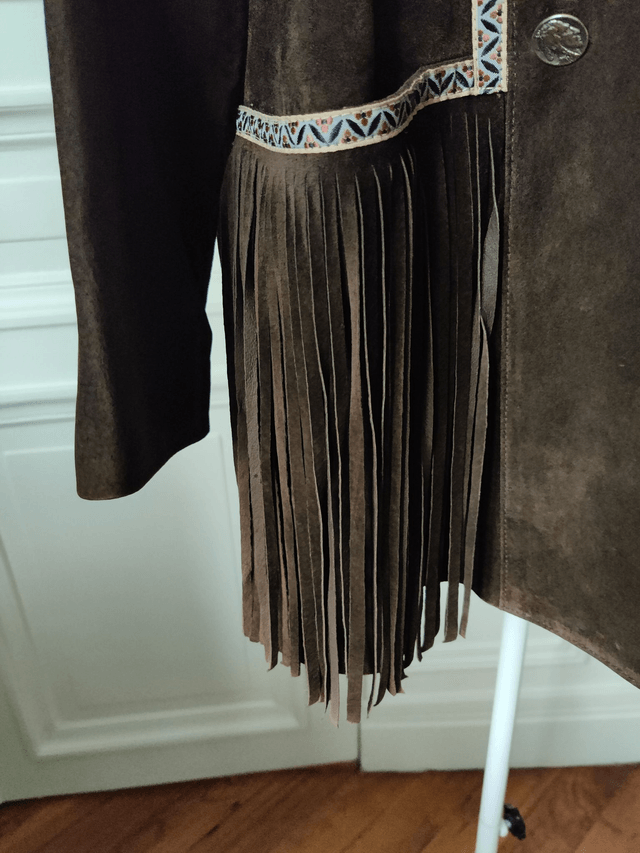 Veste daim franges vintage