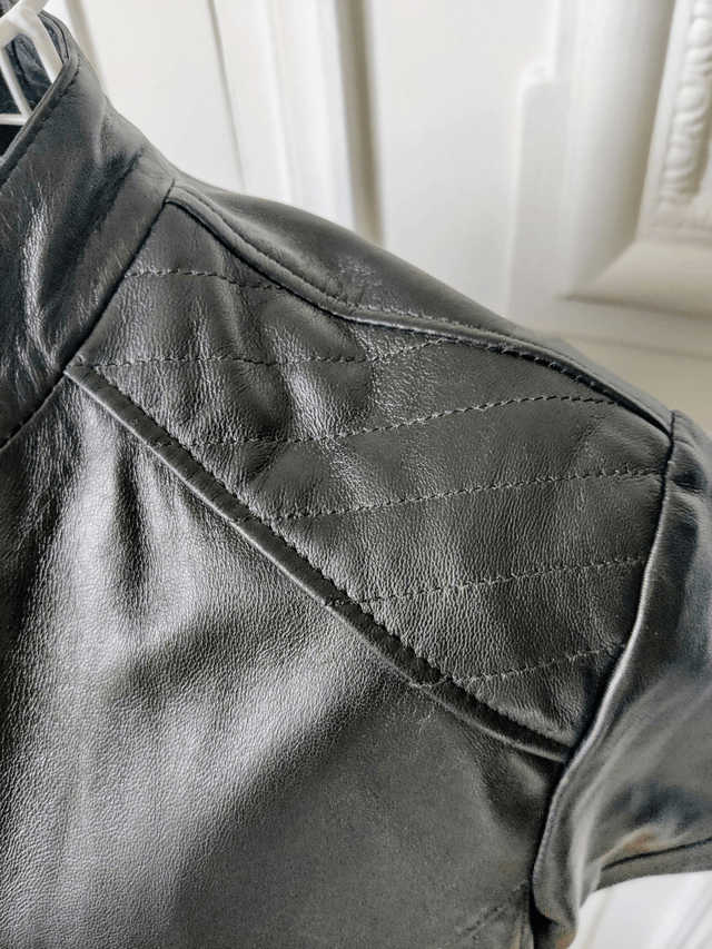 Veste cuir agneau manches courtes - T40